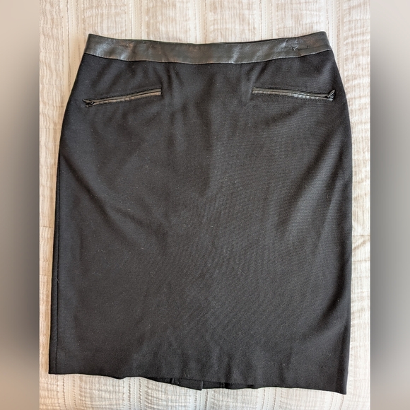 Talbots Dresses & Skirts - Talbots Black Pencil Skirt with Faux Leather Accents